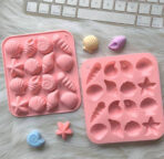 ⁦قالب سيلكون 12 شكل صدفة بحرية ونجمة البحر WFHM77⁩ - الصورة ⁦2⁩