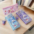 مقلمة شفافة كيرومي مع ميدالية بـ 3 ألوان تصميم جميل