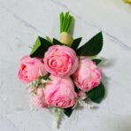 ⁦مجموعة ورد جوري صناعي طبق الاصل على الطبيعي ، 6 وردات مع اغصان ورق 8 غصن⁩ - الصورة ⁦7⁩