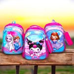 حقيبة مدرسية مناسبة صف اول / روضة مع مقلمة رسومات : كيرومي - ايلسا - صوفيا