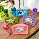 لانش بوكس مع ترمس للأطفال بلاستيك كيوت ، مناسبة للفطور ووجبات المدرسة والتنزه