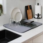 منشفة سقطارة ومنظم أواني وصحون واداوت المطبخ مع حاملة آواني