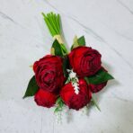 ⁦مجموعة ورد جوري صناعي طبق الاصل على الطبيعي ، 6 وردات مع اغصان ورق 8 غصن⁩ - الصورة ⁦6⁩