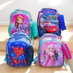 حقيبة روضة مع مقلمة ادوات مناسبة للتأهيل ، 2 جيوب ، شخصيات كرتون