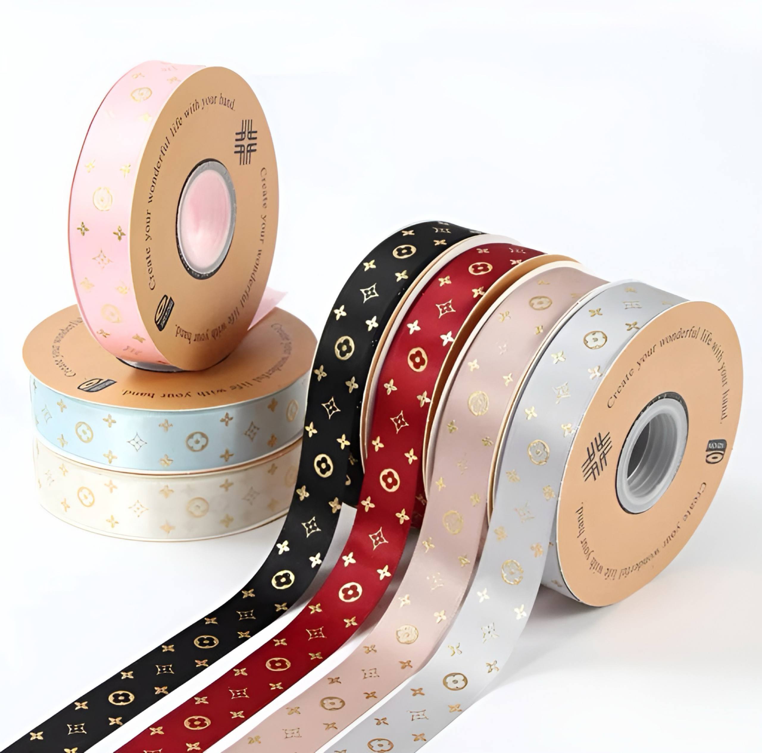 photo_1_2025-10-14_13-36-52 شريط تغليف وربط هدايا ماركة لويس فيتون طول 18 متر - قماش ساتان - الصورة 1