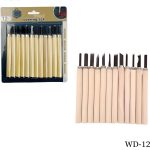 مجموعة نحت للحرف اليدوية من KeepSmiling مقبض خشبي 12 قطعه