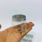 ⁦دستة علب مربعة بلاستيك 100 مل -  12 علبة غطاء فضي مع غطاء اسفنجي داخلي للحفظ من الهواء اطول فترة⁩ - الصورة ⁦3⁩