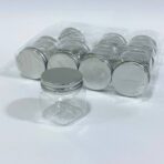 دستة علب مربعة بلاستيك 100 مل -  12 علبة غطاء فضي مع غطاء اسفنجي داخلي للحفظ من الهواء اطول فترة