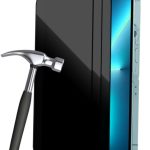 3 قطع من واقي الشاشة الكامل من الزجاج المقسي لحماية الخصوصية مع حافة سوداء وطباعة حرارية مضادة لتجسس مقاوم للماء وضد الصدمات وتخدش وضد البصمات WFHM77