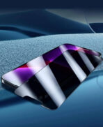 ⁦3 قطع من واقي الشاشة الكامل من الزجاج المقسي لحماية الخصوصية مع حافة سوداء وطباعة حرارية مضادة لتجسس مقاوم للماء وضد الصدمات وتخدش وضد البصمات WFHM77⁩ - الصورة ⁦3⁩