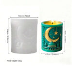 ⁦قالب سيلكون اسطواني بقش نجمة ⭐️ وهلال 🌙وجامع 🕌 WFHM77⁩ - الصورة ⁦2⁩