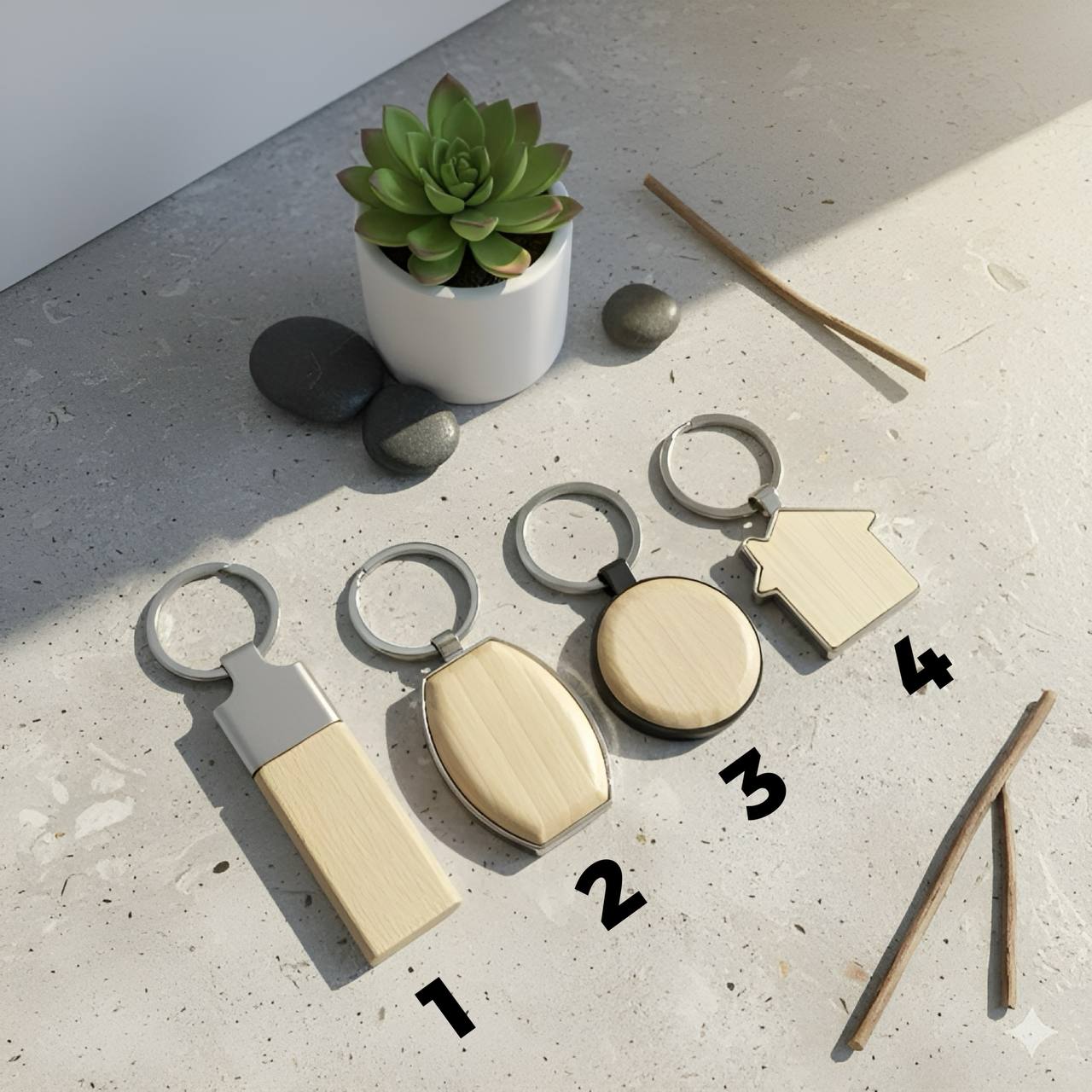 photo_2_2025-11-15_22-47-16 ميدالية مفاتيح خشبية للنقش والحفر بالليزر 4 أشكال - درجة أولى - الصورة 1