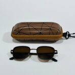 ⁦نظارة رجالية شمسية سكوير براون - اصدار فاخر" مع حافظة حماية⁩ - الصورة ⁦4⁩