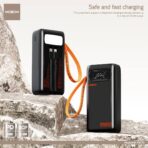 باور بنك 30000 موكسوم مع 2 كوابل ايفون و تايب سي واضاءة - 5 مداخل إضافية