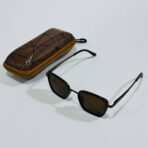 نظارة رجالية شمسية سكوير براون - اصدار فاخر" مع حافظة حماية