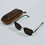 نظارة رجالية شمسية سكوير براون - اصدار فاخر" مع حافظة حماية