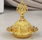 ⁦قاعدة مبخرة منقوش بالمغطاء لونين فضي وذهبي WFHM77⁩ - الصورة ⁦2⁩