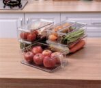 منظم ثلاجة فاخر شفاف 3 أحجام مع ذراع سهل الحمل