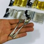 ⁦مجموعة 24 ملعقة × شوكة صغيرة للمناسبات خاصة بالفروتة والكيك الصغير لون فضي وذهبي⁩ - الصورة ⁦3⁩