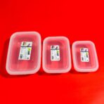 ⁦حافظة طعام صحيه محكمة الاغلاق - 3 أحجام لون أبيض شفاف صنع تركيا ASUDE⁩ - الصورة ⁦2⁩