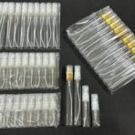 دستة 12 عبوة تقسيم عطور وتوزيعات مناسبات لون أبيض شفاف - ذهبي ، 3/5/10 مل